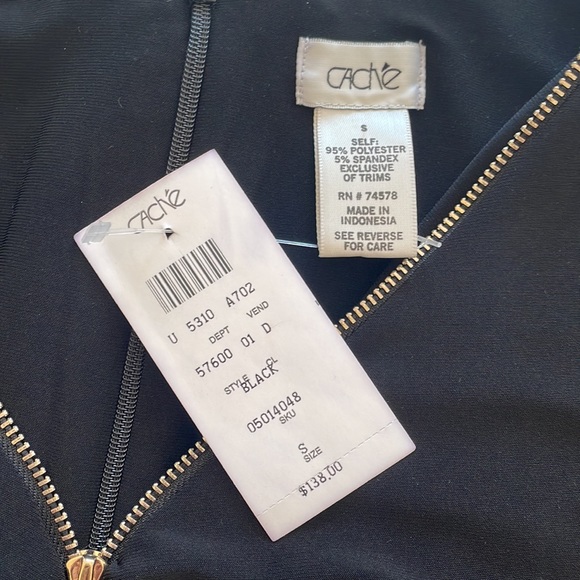 Cache Sexy V Neck Zip Stretchy Black Midi Dress - Picture 8 of 8